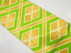 アンティーク　斜め格子に武田菱模様織り出し袋帯（材料）